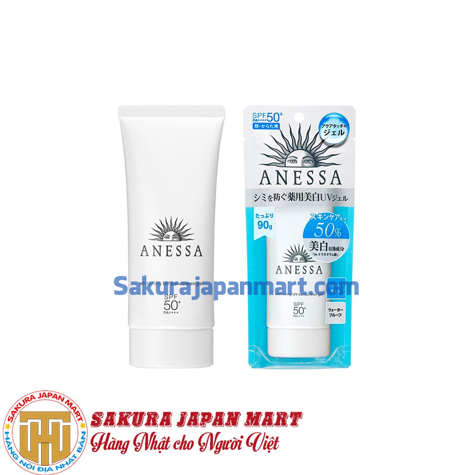 Kem chống nắng dưỡng trắng Anessa Whitening UV Sunscreen Gel Spf 50+ Pa++++ (90g)